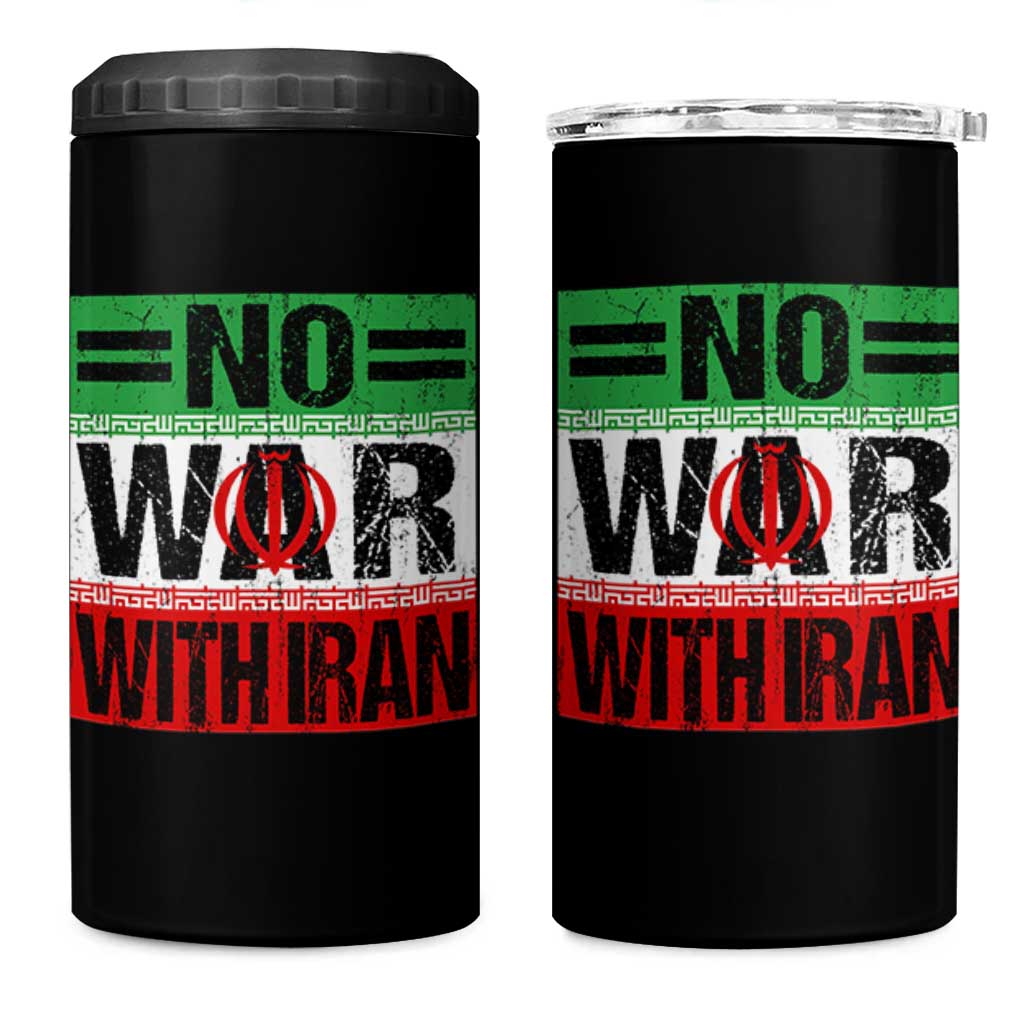 No War With Iran 4 in 1 Can Cooler Tumbler Freedom For Iranians Vintage Iran Flag