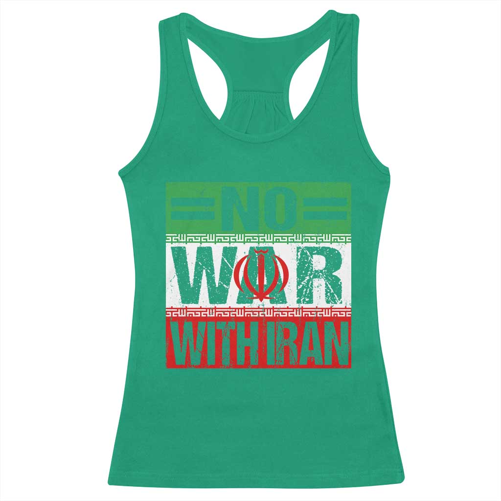 No War With Iran Racerback Tank Top Freedom For Iranians Vintage Iran Flag