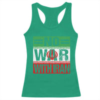No War With Iran Racerback Tank Top Freedom For Iranians Vintage Iran Flag