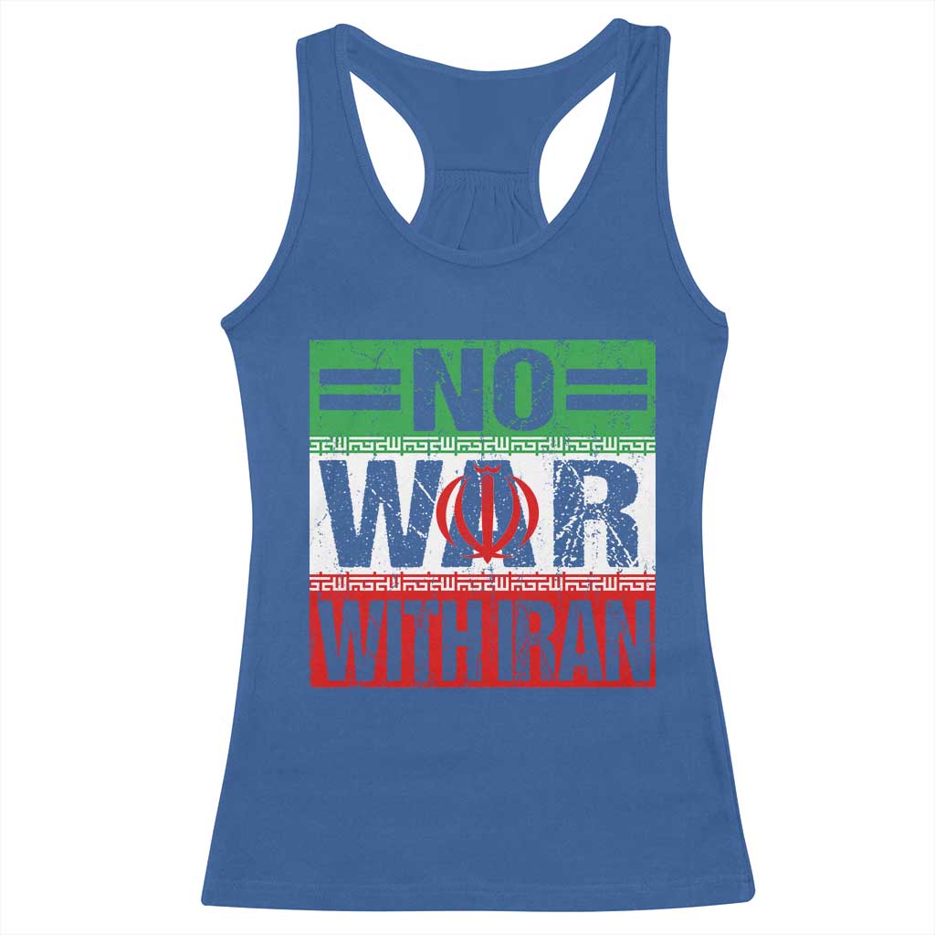 No War With Iran Racerback Tank Top Freedom For Iranians Vintage Iran Flag