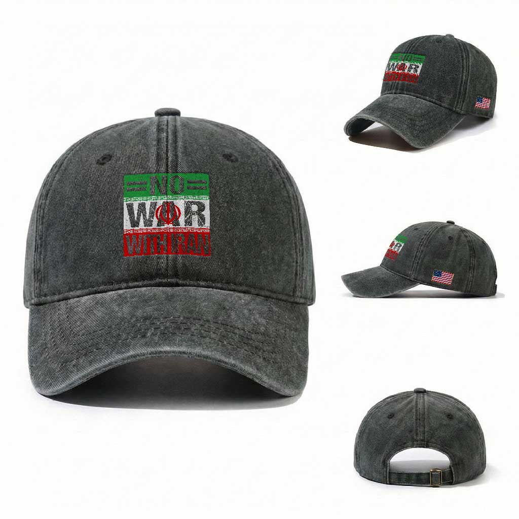 No War With Iran Washed Cotton Baseball Cap Freedom For Iranians Vintage Iran Flag