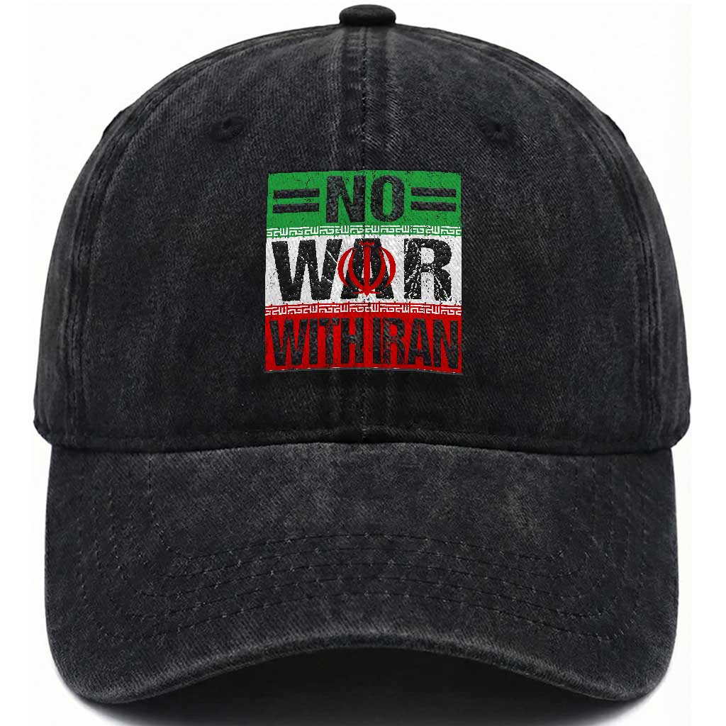 No War With Iran Washed Cotton Baseball Cap Freedom For Iranians Vintage Iran Flag