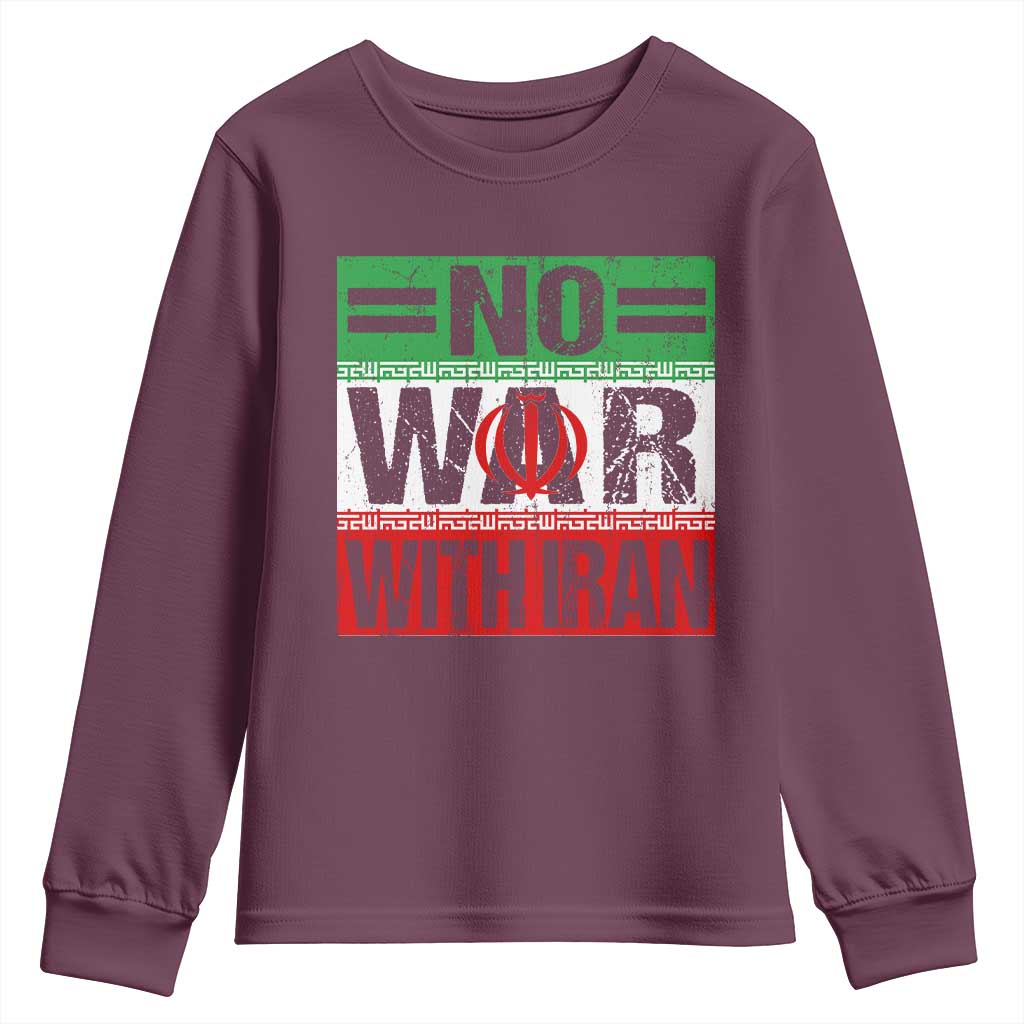 No War With Iran Youth Sweatshirt Freedom For Iranians Vintage Iran Flag