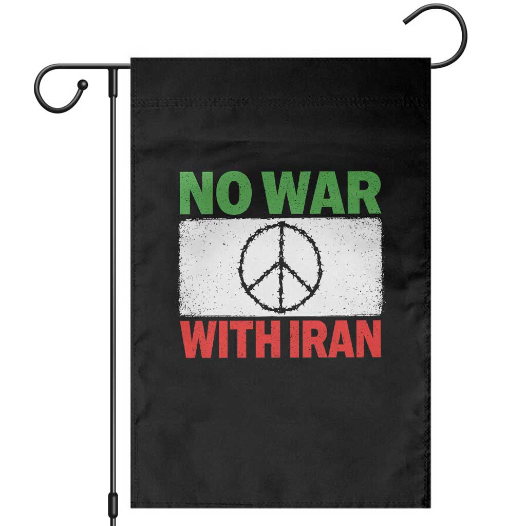 No War With Iran Garden Flag Iranian People Support Barbed Wire Peace Sign