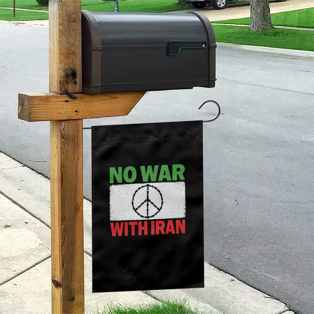 No War With Iran Garden Flag Iranian People Support Barbed Wire Peace Sign