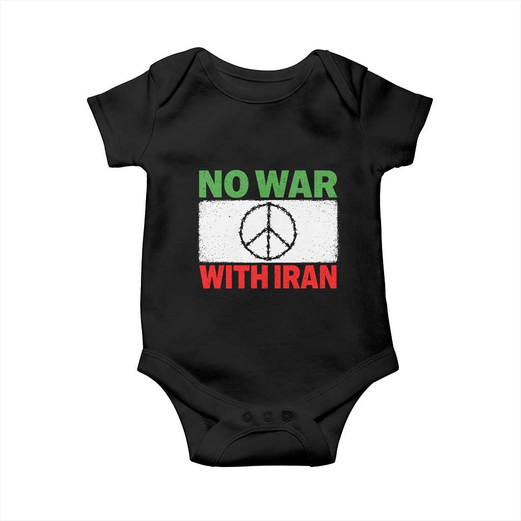 No War With Iran Baby Onesie Iranian People Support Barbed Wire Peace Sign