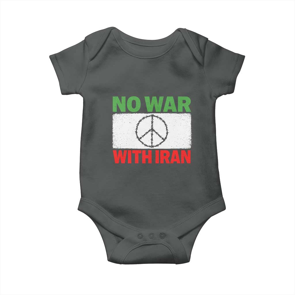 No War With Iran Baby Onesie Iranian People Support Barbed Wire Peace Sign