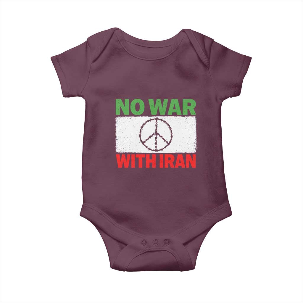 No War With Iran Baby Onesie Iranian People Support Barbed Wire Peace Sign