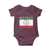 No War With Iran Baby Onesie Iranian People Support Barbed Wire Peace Sign