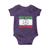 No War With Iran Baby Onesie Iranian People Support Barbed Wire Peace Sign