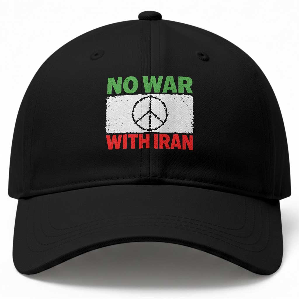 No War With Iran Baseball Cap Iranian People Support Barbed Wire Peace Sign