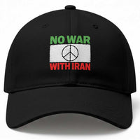 No War With Iran Baseball Cap Iranian People Support Barbed Wire Peace Sign