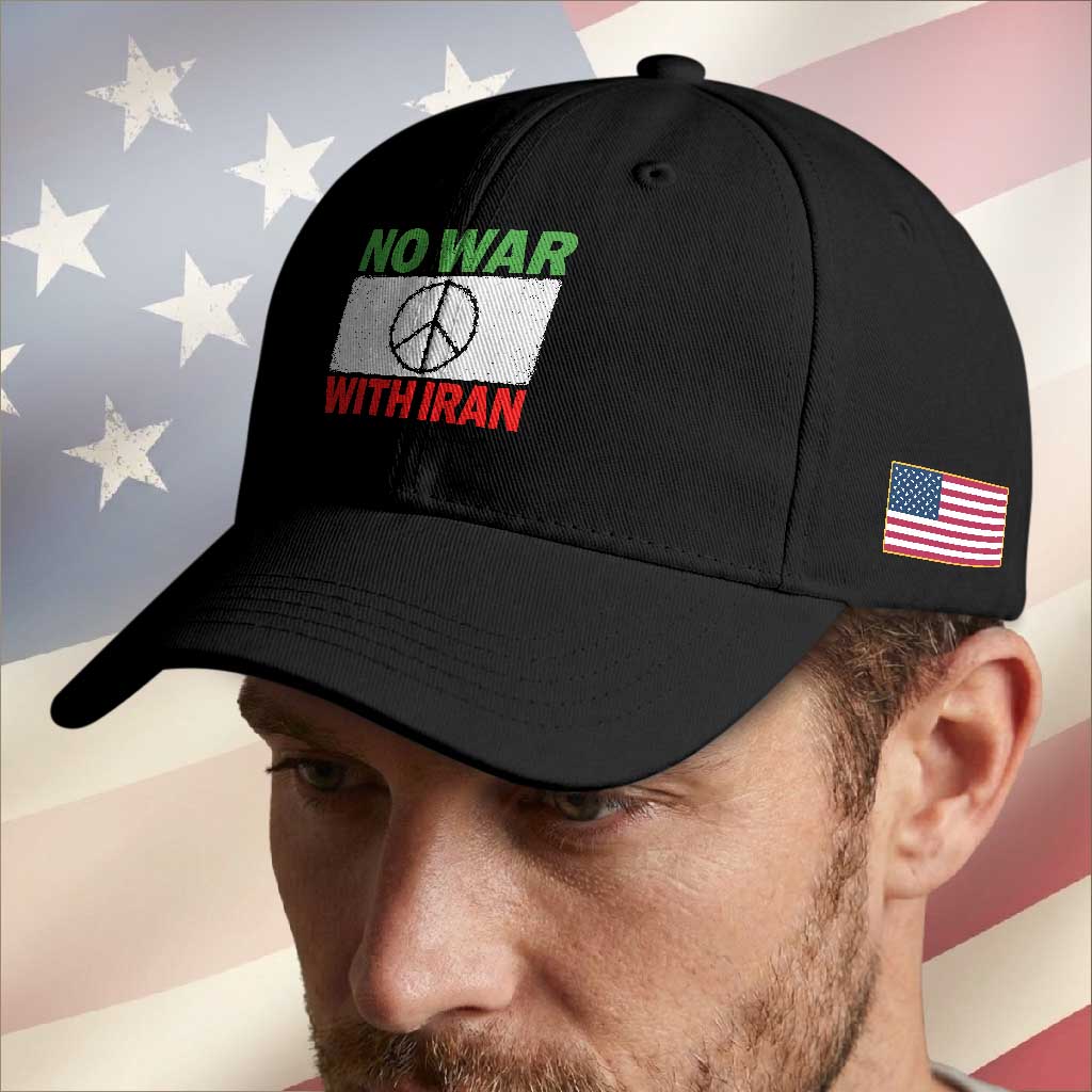 No War With Iran Baseball Cap Iranian People Support Barbed Wire Peace Sign