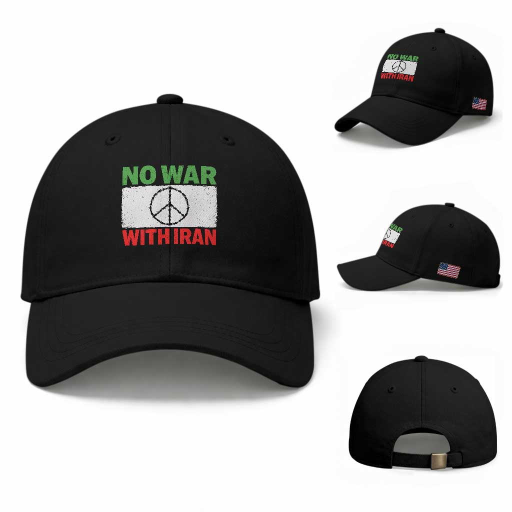 No War With Iran Baseball Cap Iranian People Support Barbed Wire Peace Sign