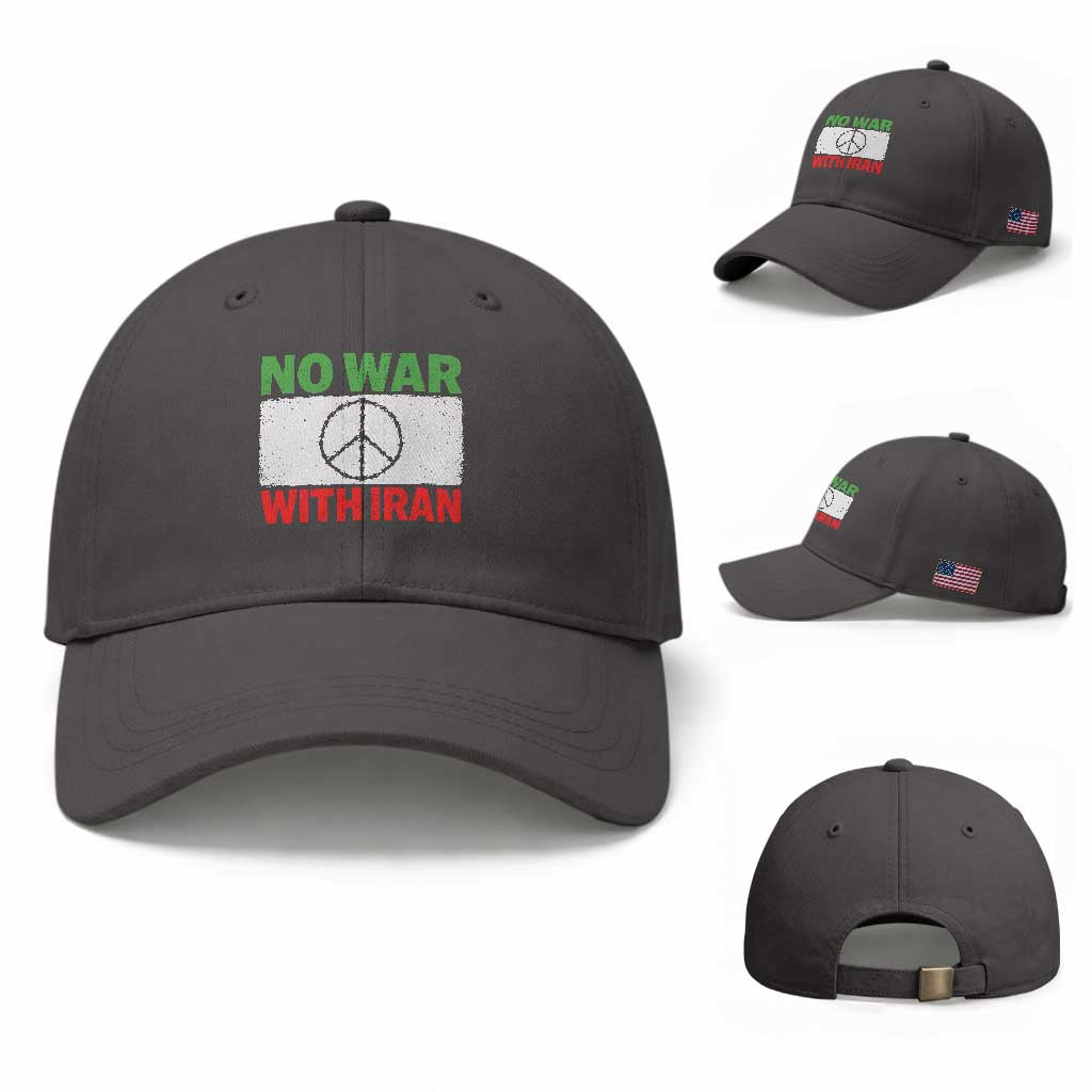 No War With Iran Baseball Cap Iranian People Support Barbed Wire Peace Sign