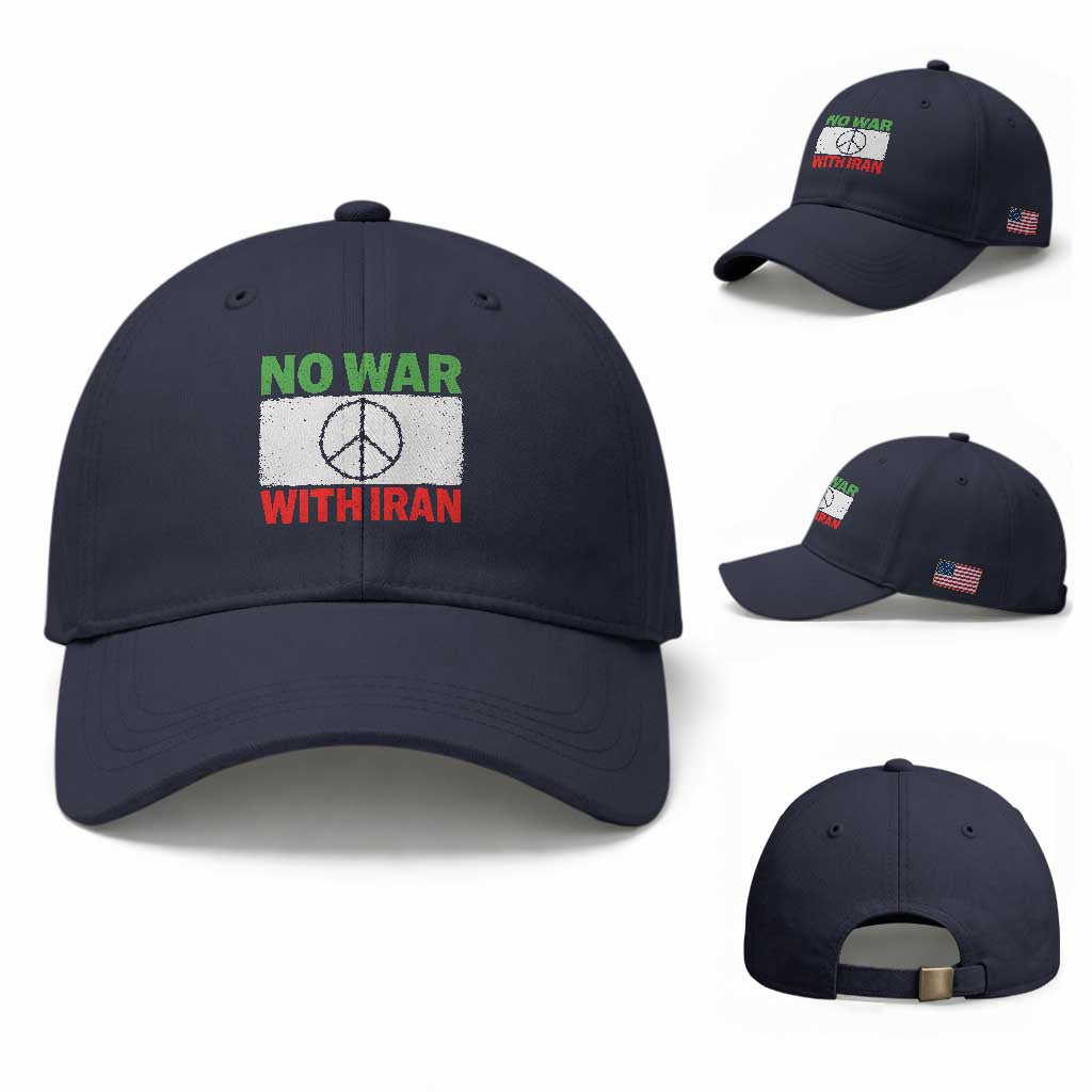No War With Iran Baseball Cap Iranian People Support Barbed Wire Peace Sign