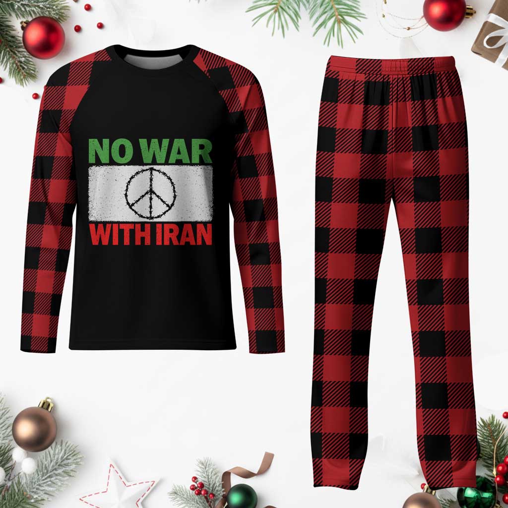 No War With Iran Plaid Pajama Set Iranian People Support Barbed Wire Peace Sign