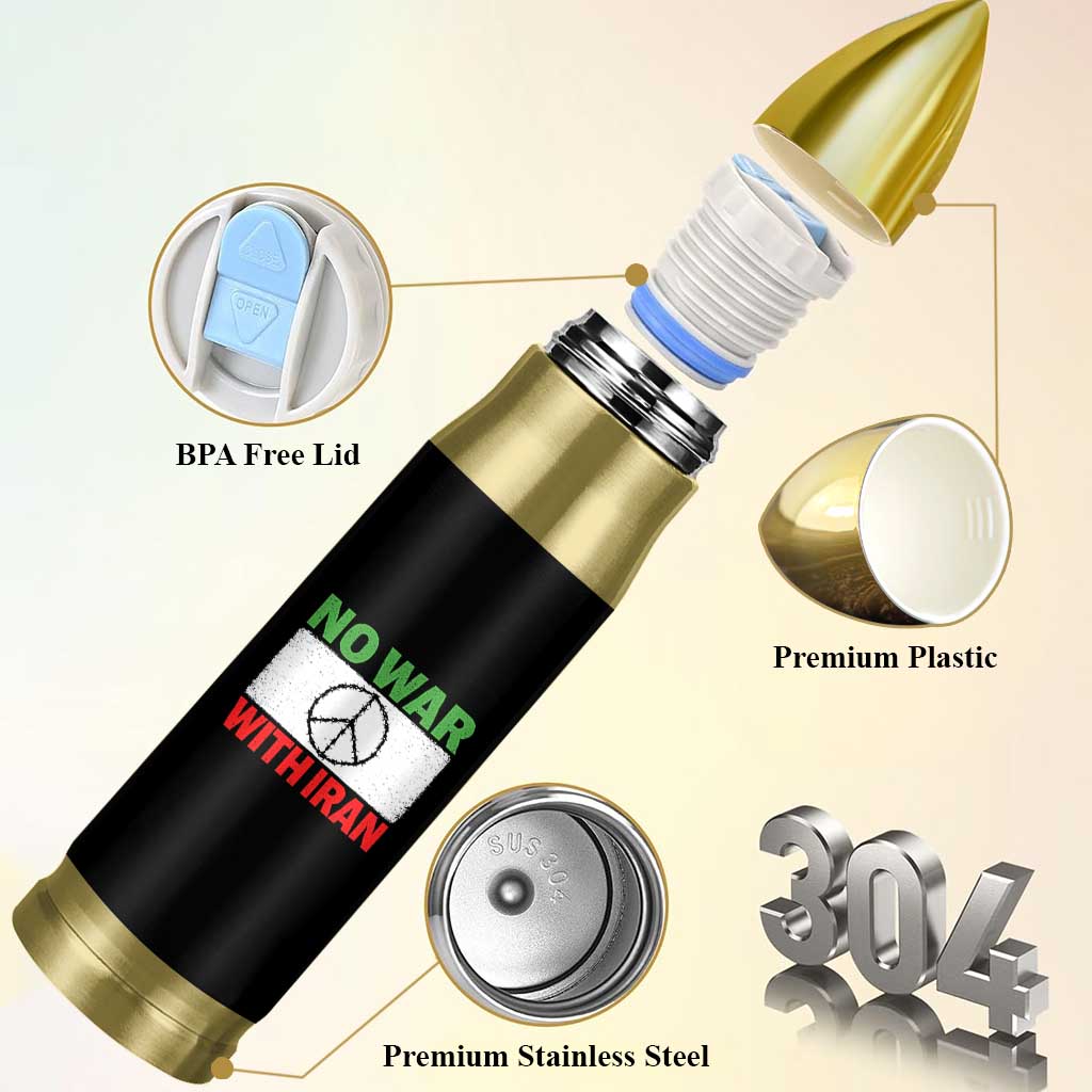 No War With Iran Bullet Tumbler Iranian People Support Barbed Wire Peace Sign