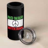 No War With Iran 4 in 1 Can Cooler Tumbler Iranian People Support Barbed Wire Peace Sign