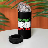 No War With Iran 4 in 1 Can Cooler Tumbler Iranian People Support Barbed Wire Peace Sign