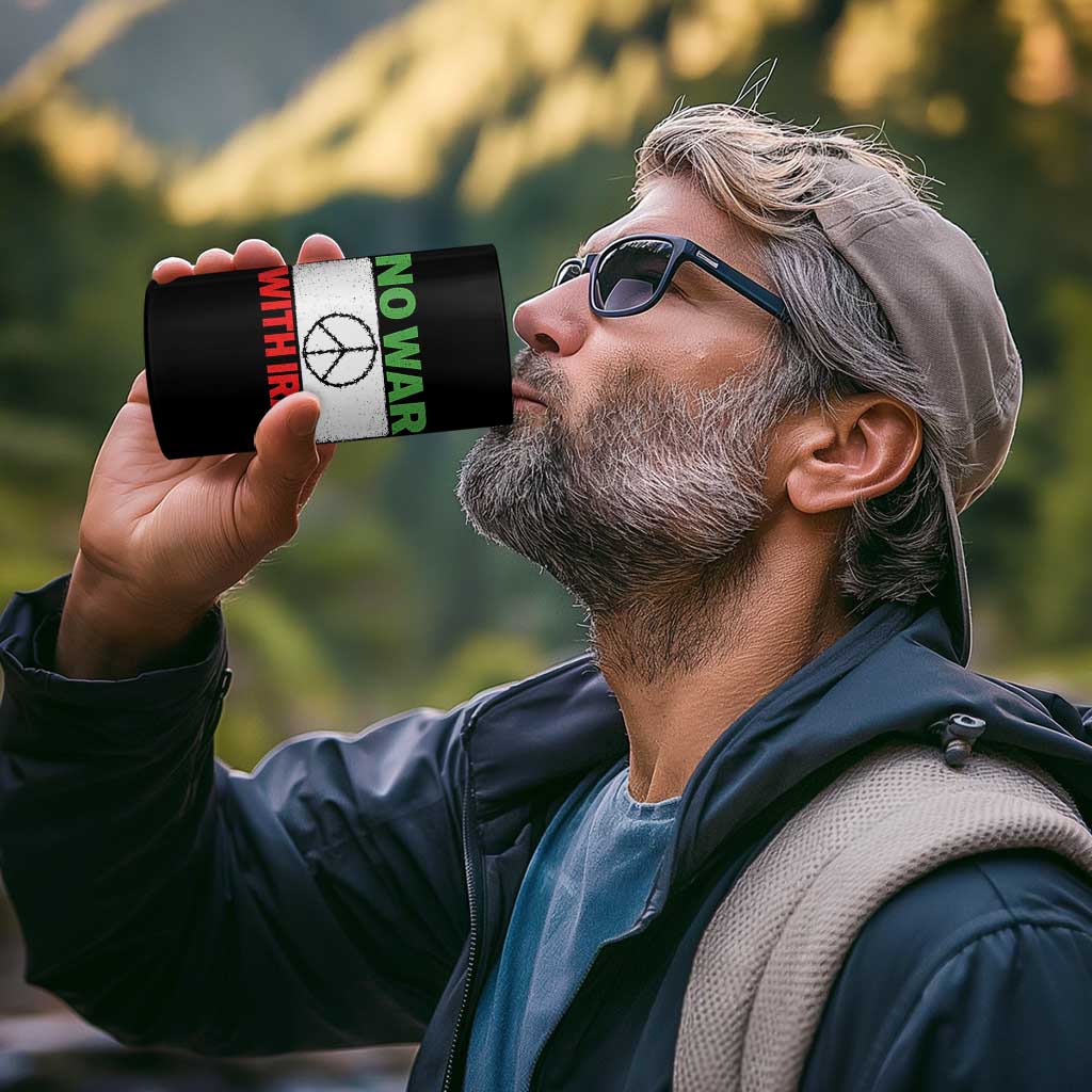 No War With Iran 4 in 1 Can Cooler Tumbler Iranian People Support Barbed Wire Peace Sign