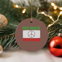 No War With Iran Ceramic Ornament Iranian People Support Barbed Wire Peace Sign