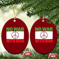 No War With Iran Ceramic Ornament Iranian People Support Barbed Wire Peace Sign