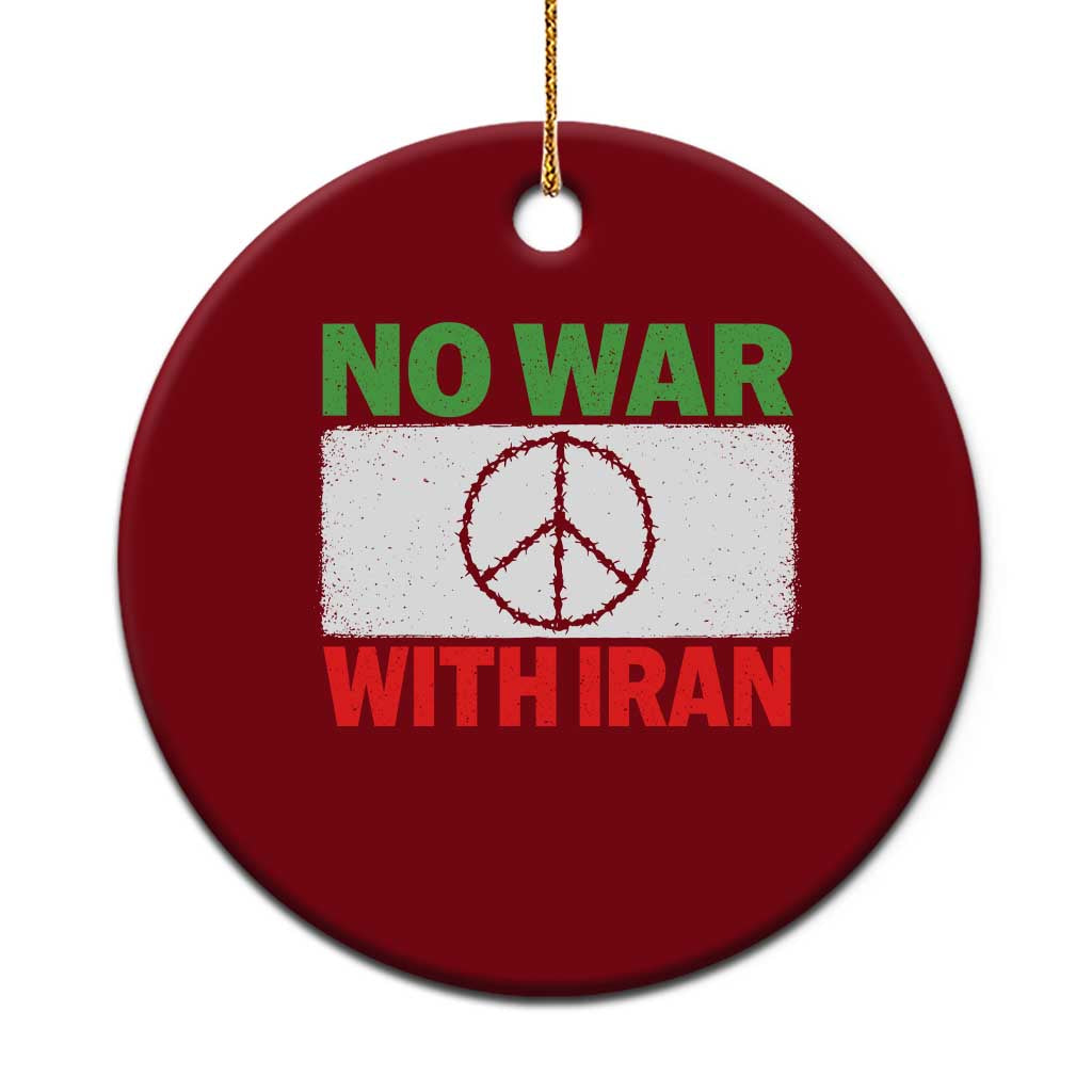 No War With Iran Ceramic Ornament Iranian People Support Barbed Wire Peace Sign
