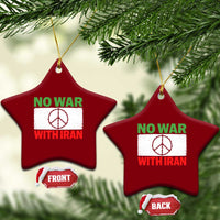 No War With Iran Ceramic Ornament Iranian People Support Barbed Wire Peace Sign