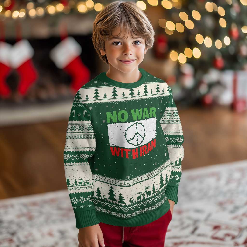 No War With Iran Ugly Christmas Sweater Iranian People Support Barbed Wire Peace Sign