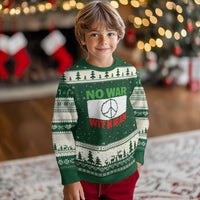 No War With Iran Ugly Christmas Sweater Iranian People Support Barbed Wire Peace Sign