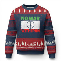 No War With Iran Ugly Christmas Sweater Iranian People Support Barbed Wire Peace Sign