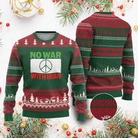 No War With Iran Ugly Christmas Sweater Iranian People Support Barbed Wire Peace Sign