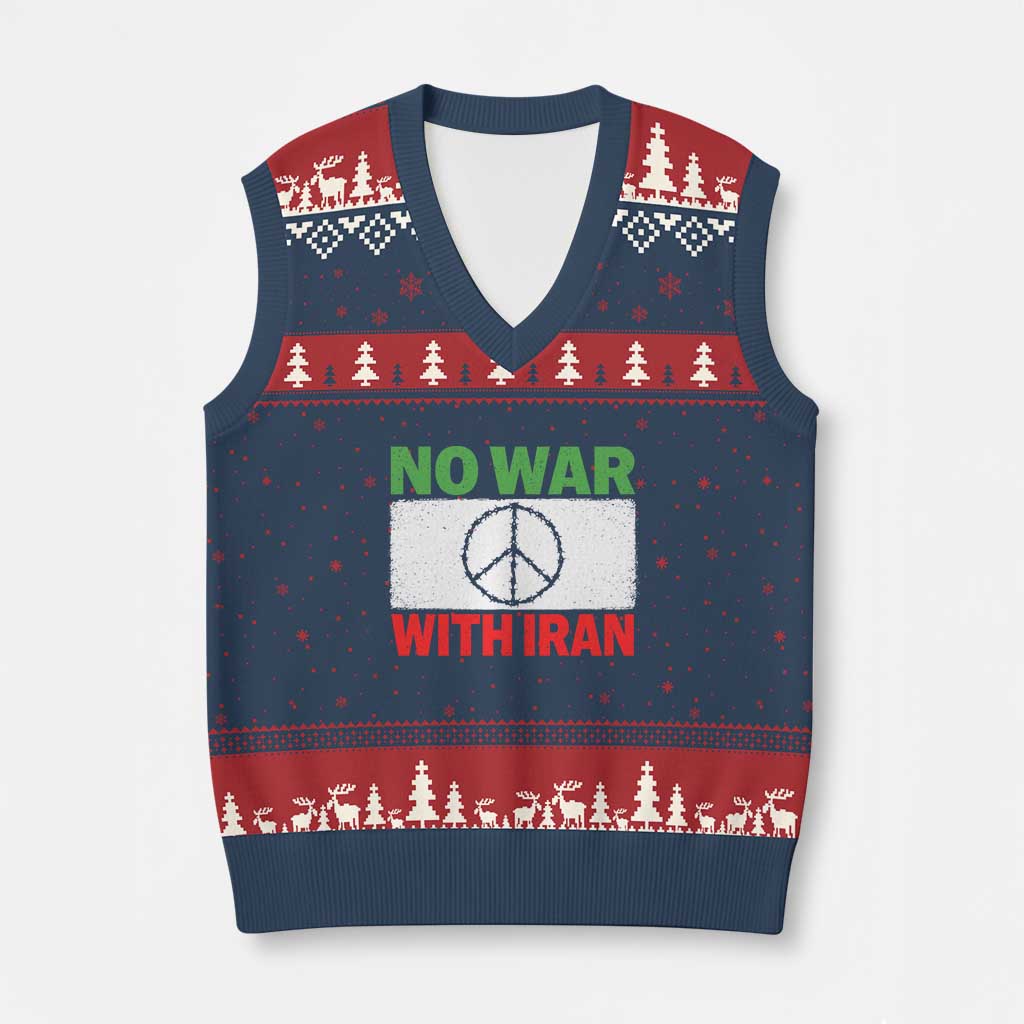 No War With Iran V-Neck Knit Sweater Vest Iranian People Support Barbed Wire Peace Sign