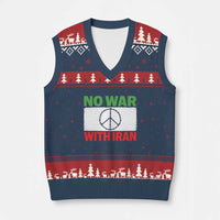 No War With Iran V-Neck Knit Sweater Vest Iranian People Support Barbed Wire Peace Sign