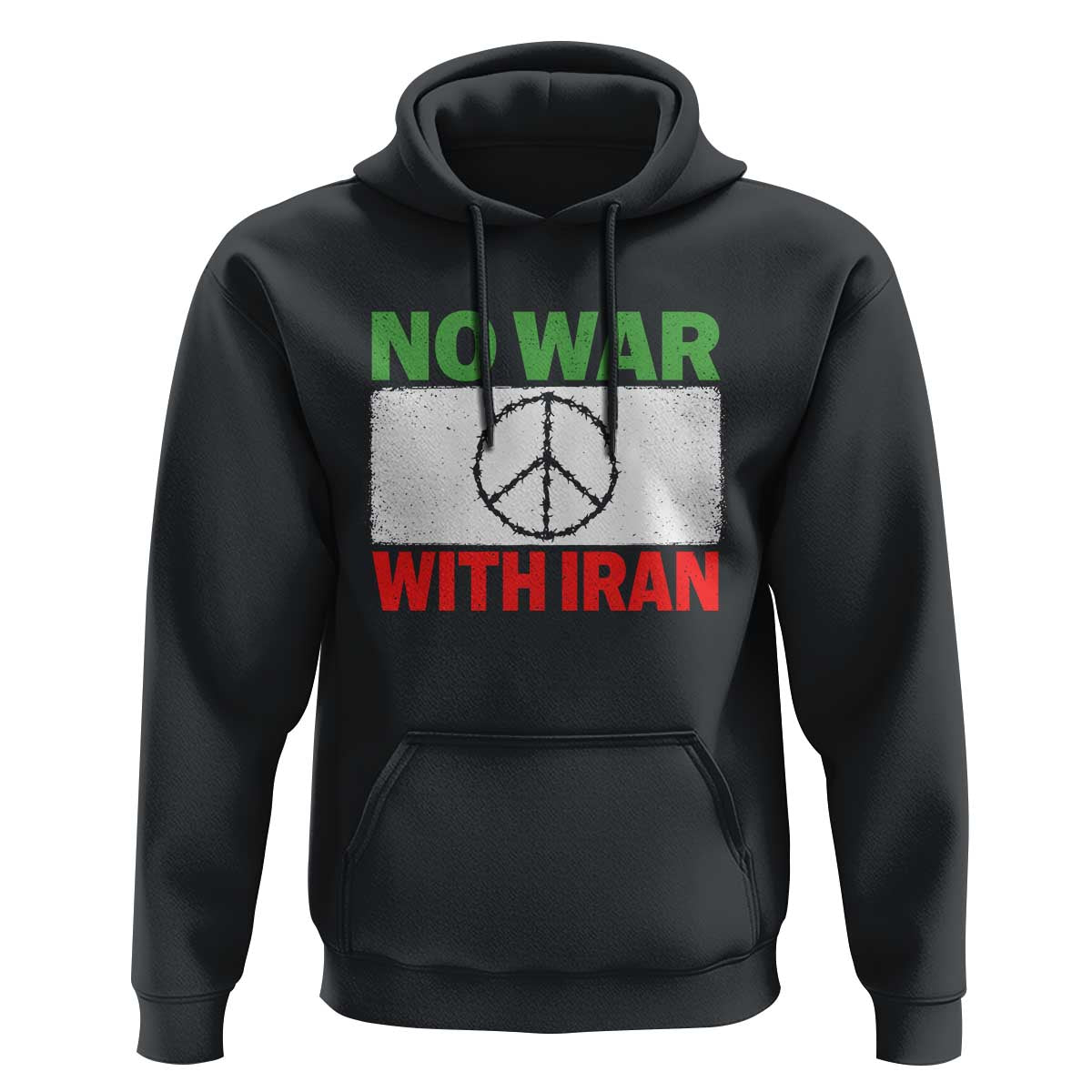 No War With Iran Hoodie Iranian People Support Barbed Wire Peace Sign