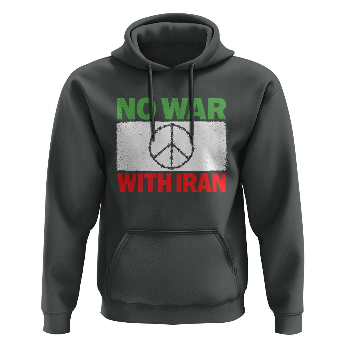 No War With Iran Hoodie Iranian People Support Barbed Wire Peace Sign