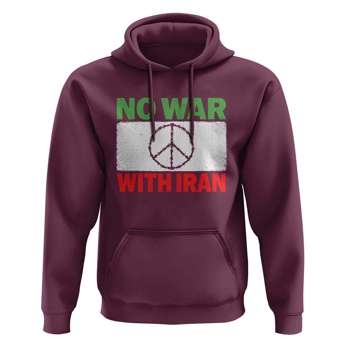 No War With Iran Hoodie Iranian People Support Barbed Wire Peace Sign