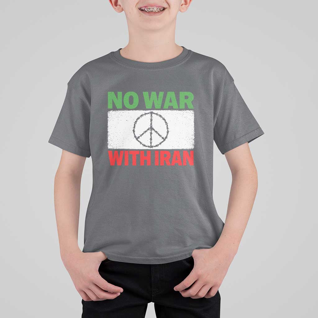 No War With Iran T Shirt For Kid Iranian People Support Barbed Wire Peace Sign