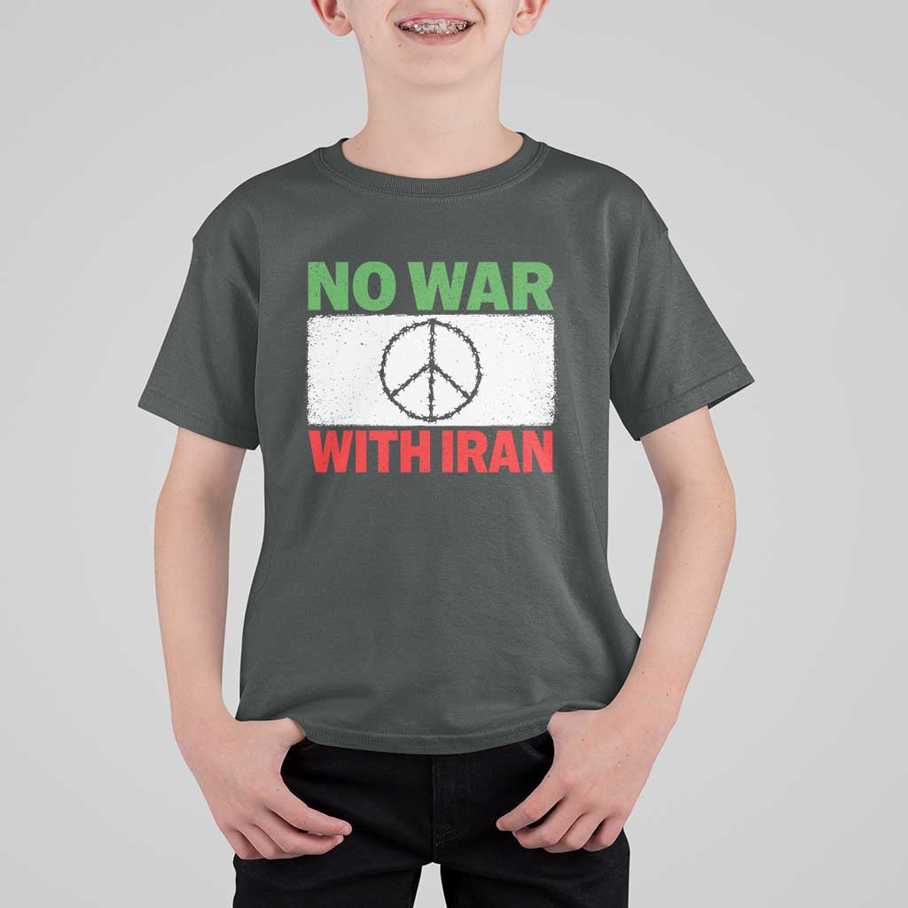 No War With Iran T Shirt For Kid Iranian People Support Barbed Wire Peace Sign