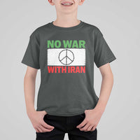 No War With Iran T Shirt For Kid Iranian People Support Barbed Wire Peace Sign