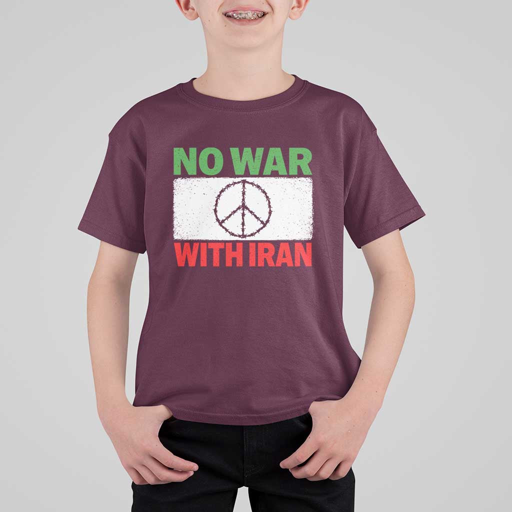 No War With Iran T Shirt For Kid Iranian People Support Barbed Wire Peace Sign