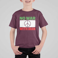 No War With Iran T Shirt For Kid Iranian People Support Barbed Wire Peace Sign