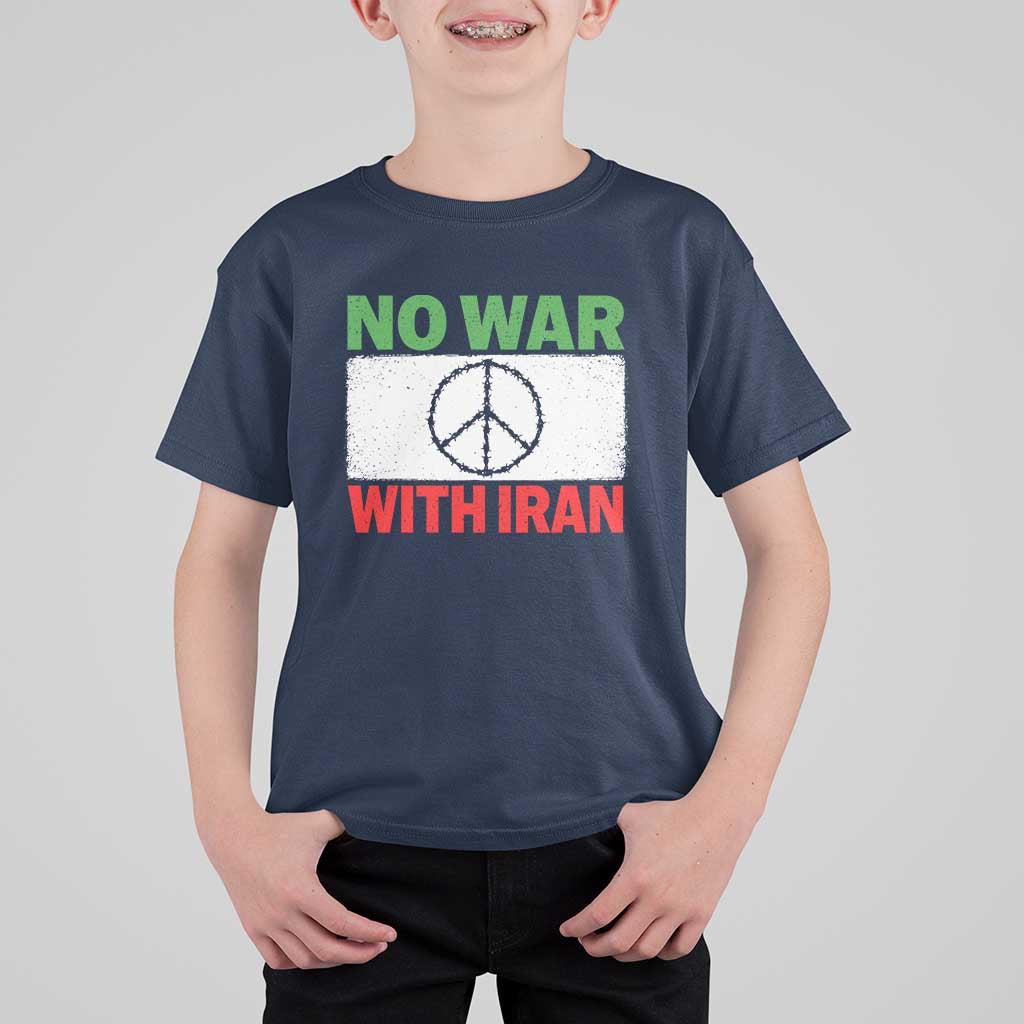 No War With Iran T Shirt For Kid Iranian People Support Barbed Wire Peace Sign