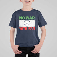 No War With Iran T Shirt For Kid Iranian People Support Barbed Wire Peace Sign