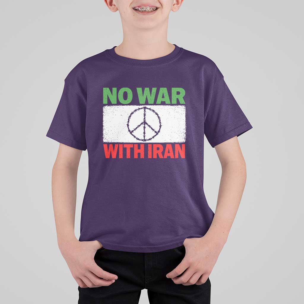 No War With Iran T Shirt For Kid Iranian People Support Barbed Wire Peace Sign