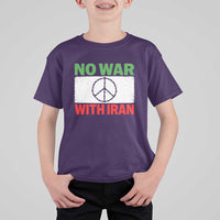 No War With Iran T Shirt For Kid Iranian People Support Barbed Wire Peace Sign