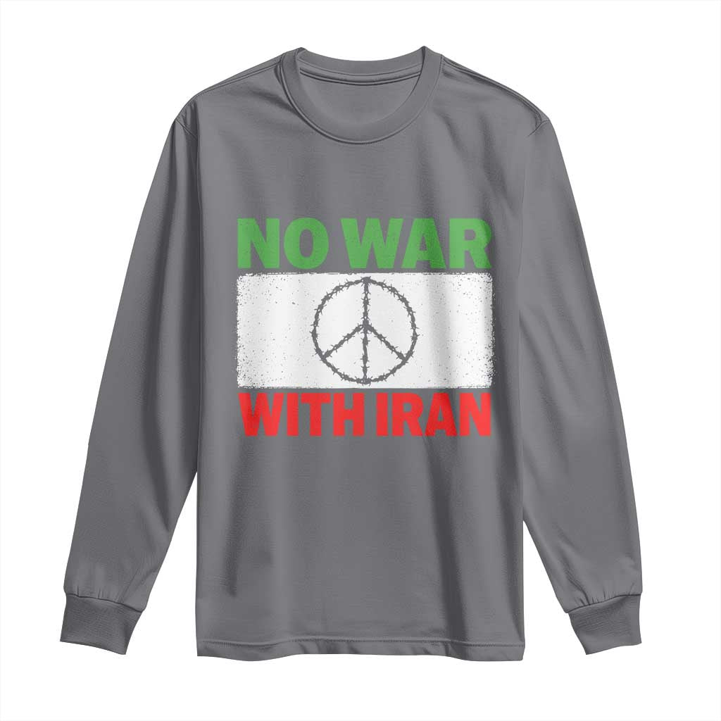 No War With Iran Long Sleeve Shirt Iranian People Support Barbed Wire Peace Sign