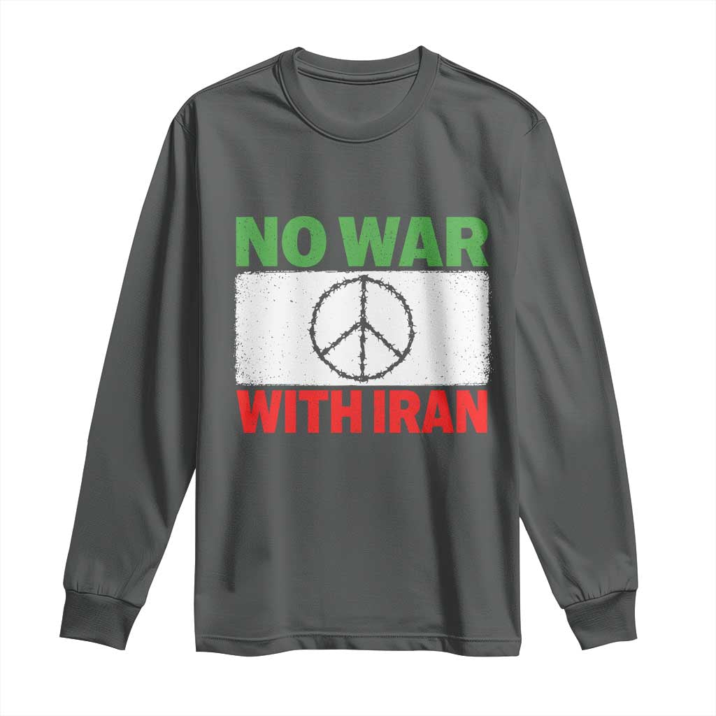 No War With Iran Long Sleeve Shirt Iranian People Support Barbed Wire Peace Sign