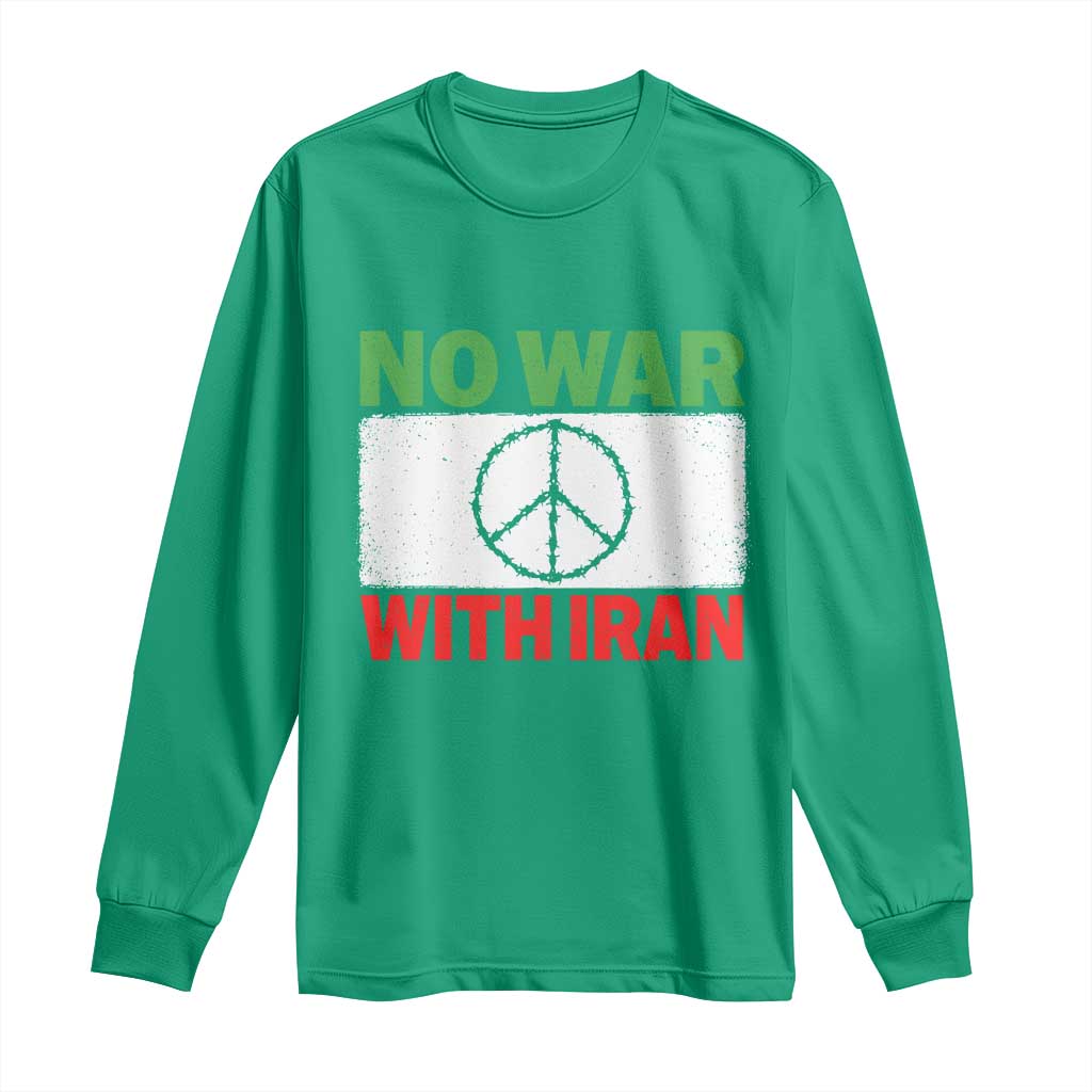No War With Iran Long Sleeve Shirt Iranian People Support Barbed Wire Peace Sign